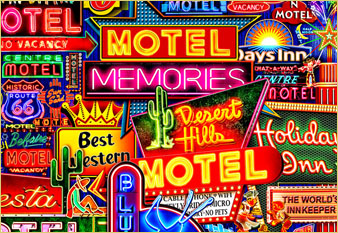 Motel Memories- painted in mixed media in 2025 by Michael Fishel