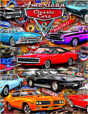 American Classic Cars-painted in mixed media in 2026 by Michael Fishel
