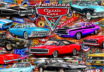 American Classic Cars - painted in mixed media in 2025 by Michael Fishel