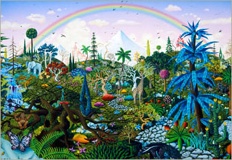 Rainbow Forest - oil on canvas painted in 1975 by Michael Fishel
