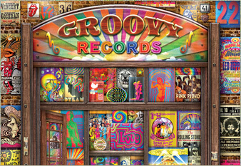 record store called groovy records painted by michael fishel