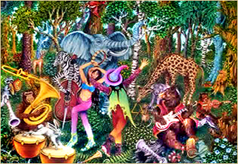 Animal Jam - oil on canvas painted in 1976 by Michael Fishel