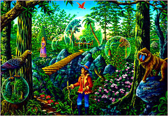 The Terrarium Lady - oil on canvas painted in 1975 by Michael Fishel