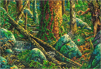 Walk in the Woods - oil on canvas painted in 1976 by Michael Fishel