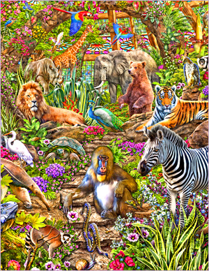 Animal Atrium - painted in mixed media in 2023 by Michael Fishel