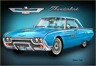 1962 Ford Thunderbird - painted in mixed media in 2025 by Michael Fishel