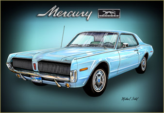 1968 Mercury Cougar - painted in mixed media in 2025 by Michael Fishel